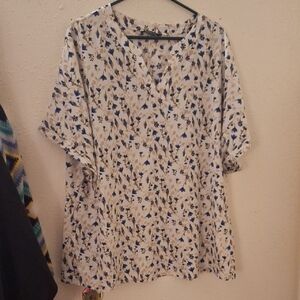 BloomChic Blue and Cream Floral Blouse